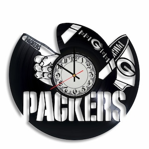 Football Fan Wall Clock - Handmade Vinyl Record Clock for Sports Enthusiasts, Unique Team Spirit Decor Gift, 12 Inches