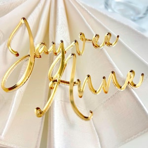 golden mirror place card for wedding