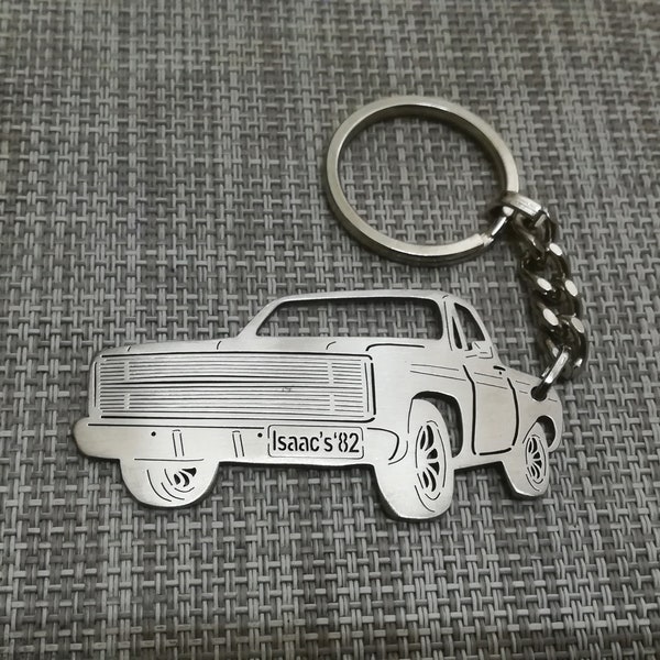 C10 1982 custom keychain, personalized keyring, stainless steel keychain, Birthday gift