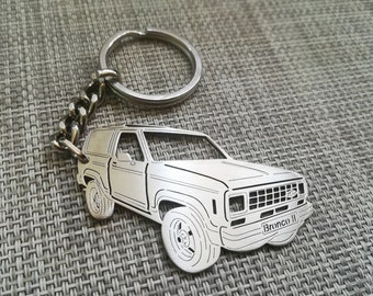 Porte-clés personnalisé Bronco II 1987, porte-clés personnalisé, porte-clés en acier inoxydable, cadeau d'anniversaire