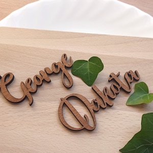 Marque-places de mariage Prénoms découpés au laser Marques de lieu pour table de mariage Prénoms découpés au laser pour décoration de mariage Marque-place en bois