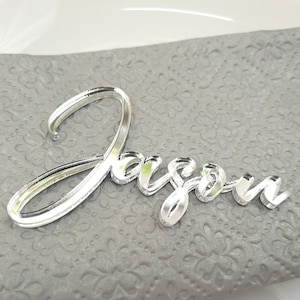 silver mirror acrylic place cards