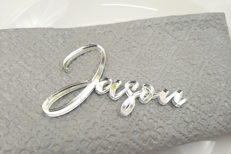 silver mirror acrylic place cards