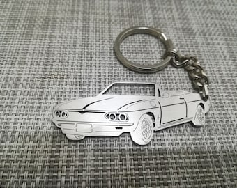 Porte-clés personnalisé Corvair 1966, porte-clés personnalisé, porte-clés en acier inoxydable, cadeau d'anniversaire