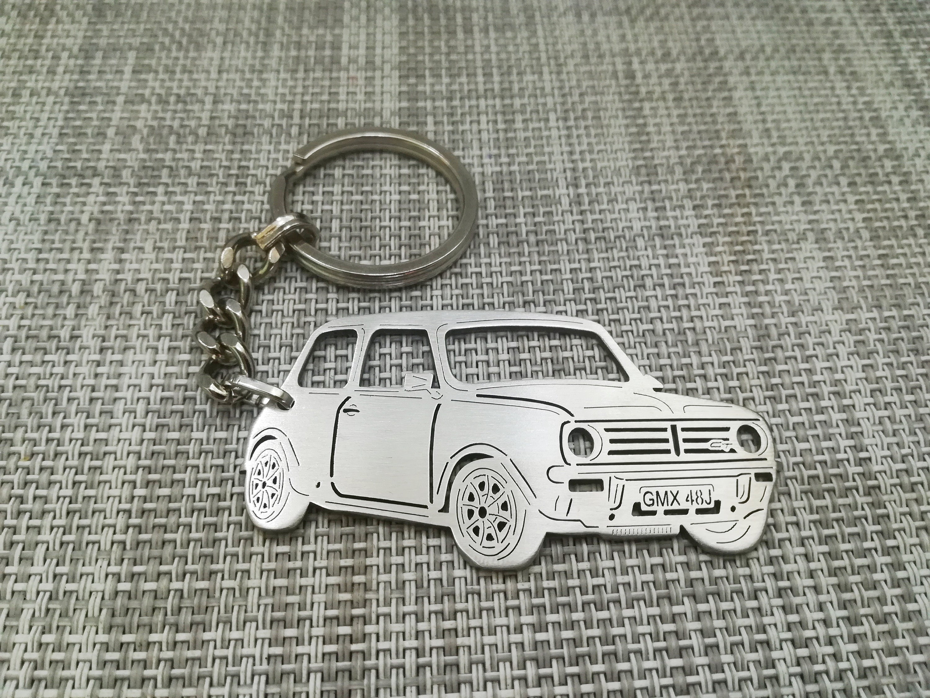 Classic Mini Cooper S Austin BMC mk1 Downton 1380 Vintage Car Key Fob Ring  High Quality Enamel Mpi Works Leather Rover BMC 1275 Gift For Him