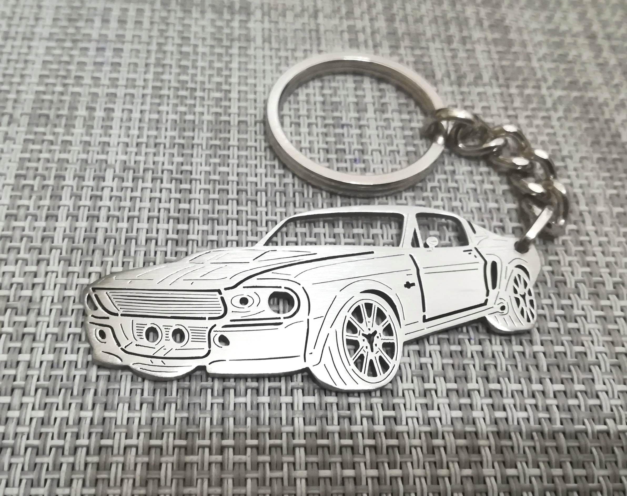 EmbRoom 5.0 Car Keychain Key Ring Replacement for 2011~2014 Mustang GT 500 Cobra (Chrome Red)