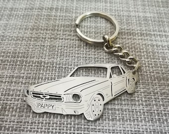 Porte-clés personnalisé Mustang 1966, porte-clés personnalisé, porte-clés en acier inoxydable, cadeau d'anniversaire