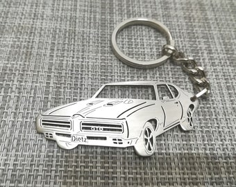 Porte-clés personnalisé GTO 1969, porte-clés personnalisé, porte-clés en acier inoxydable, cadeau d'anniversaire