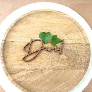 wooden place cards for wedding