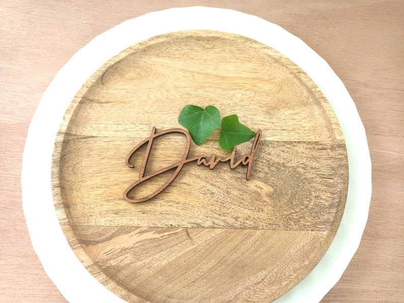 wooden place cards for wedding