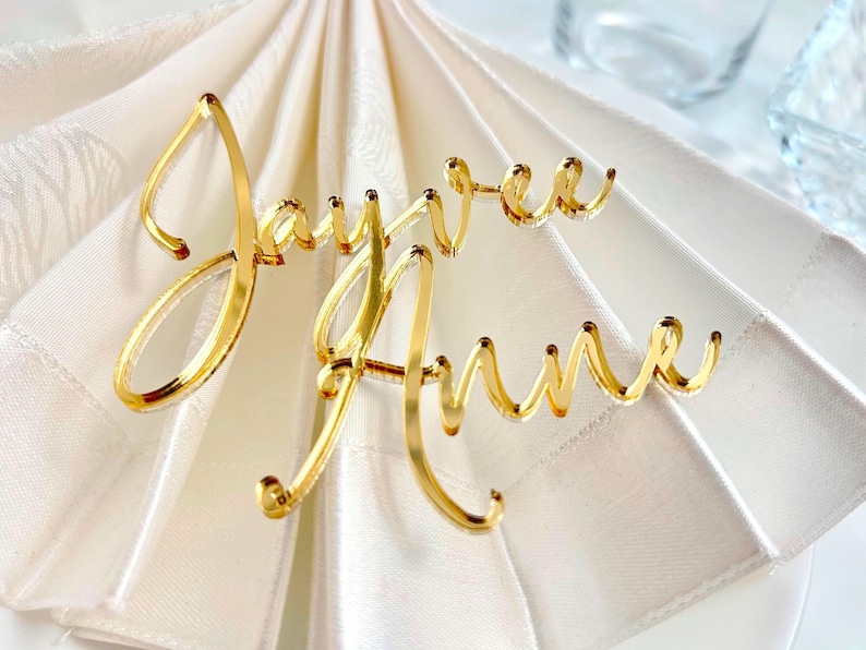 golden mirror place card for wedding