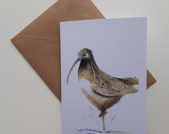 Curlew card, bird greetings card, note card, birthday card, A6 blank gift card, animal print