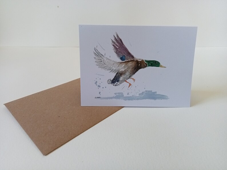 Mallard duck gift card, bird greetings card, note card, birthday card, A6 blank card, animal print image 2