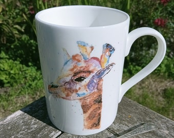 Giraffe, bone china mugs, wildlife, African mammals, kitchenware, 11floz, height 100mm x diameter 73mm