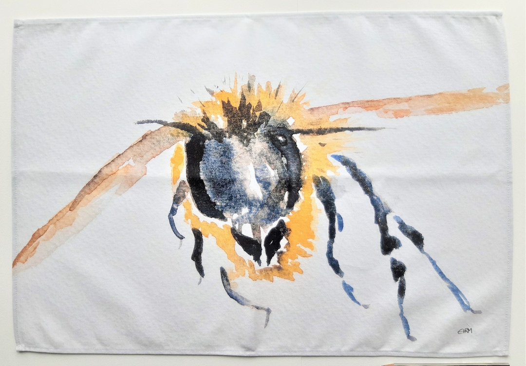 Bumblebee Tea Towel, Bee, Original Design, Kitchenware, Art, Cotton ...