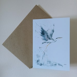 Grey heron, 6 pack deal, birds, flying heron, blank card, A6 greeting and gift cards, wildlife art