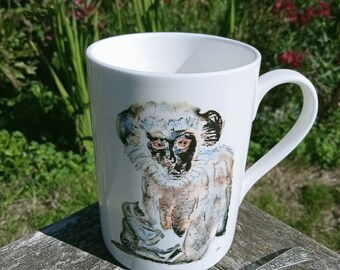 Monkey, 4 mug deal, double sided bone china mug, kitchenware, nature, wildlife, art