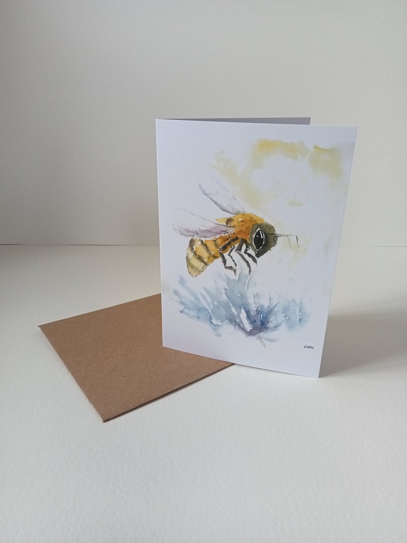 Honeybee gift card, greetings card, blank card, A6 gift card, insects, nature, wildlife, artistic cards, art image 2