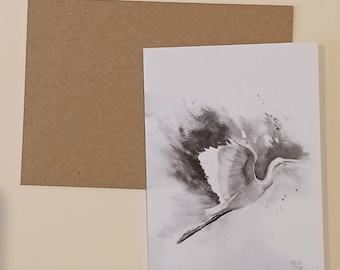 Great Egret, birds, greetings card, gift card, note card, birthday card, A6 blank card, wildlife