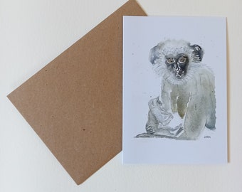 Grey Langur Monkey, primate card, monkey card, mammal cards, blank card, greeting card, A6 gift card, nature, wildlife, artistic cards, art