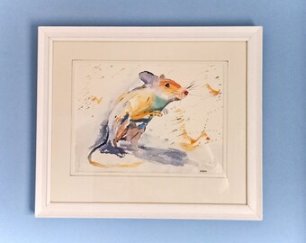 Mouse, Framed watercolour painting, Original painting, Watercolours, contemporary art