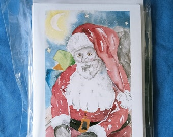 Father Christmas, PACK OF 6 CARDS, christmas cards, Santa, watercolour paintings, A6 blank cards, gift cards, artistic cards, art