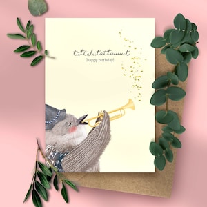 happy birthday – niedliche Postkarte, nachhaltige Papeterie aus recyceltem Papier, Geburtstagskarte, zum Geburtstag