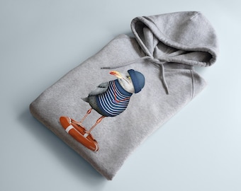 Hein Mueck // Hoodie made of organic cotton, high quality and cozy, sustainable and fair goods, comfortable hoodie, maritime fashion, seagull
