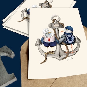 Ahoi – Postkarte, niedliche Karte, Grußkarte, nordische Karte, Hamburgliebe, Recyclingpapier