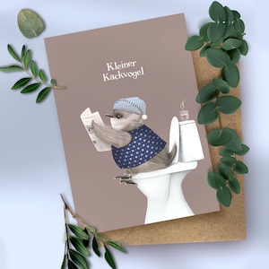 Kleiner Kackvogel – niedliche Postkarte, nachhaltige Papeterie, recyceltes Papier, individuell & handgezeichnet, Postkartenliebe, unique