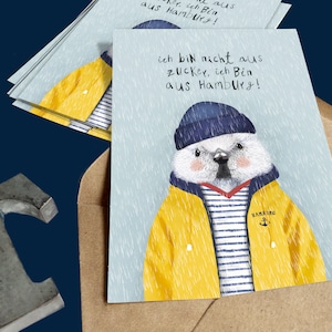 Hamburgliebe – Postkarte, niedliche Karte, Grußkarte, nordische Karte, Hamburgliebe, Recyclingpapier
