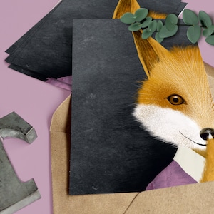 Volpe – simpatica cartolina, cartoleria sostenibile in carta riciclata, cartoncino per una via di mezzo
