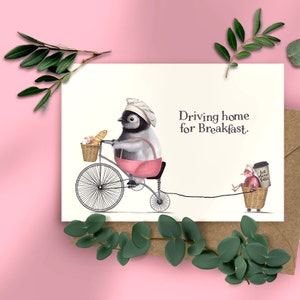 Rouler à la maison pour le petit déjeuner - jolie carte postale à offrir, à garder soi-même, pour un anniversaire, une naissance, pour se faire sourire et bien plus encore