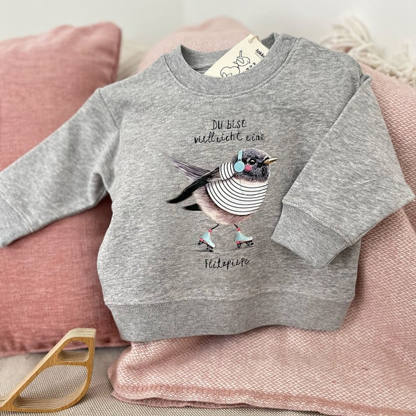 Flitzpiepe // Baby-Pullover aus Biobaumwolle, Geschenk zum Geburtstag, individuelle Kindermode