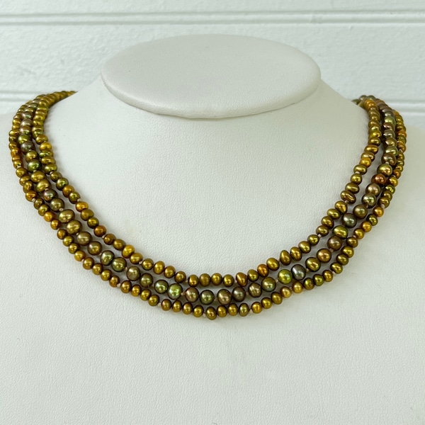 Gertrude Pearl Flower Scarf Necklace - Green/Black/Orange