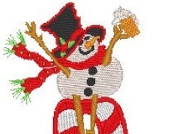 Tipsy Snowman On Candy Cane