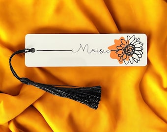 Sunflower Bookmark | Personalised Bookmark | Handmade Bookmark gift | Bookmark with Name | Flower Bookmark | Bookmark for her | Reading gift