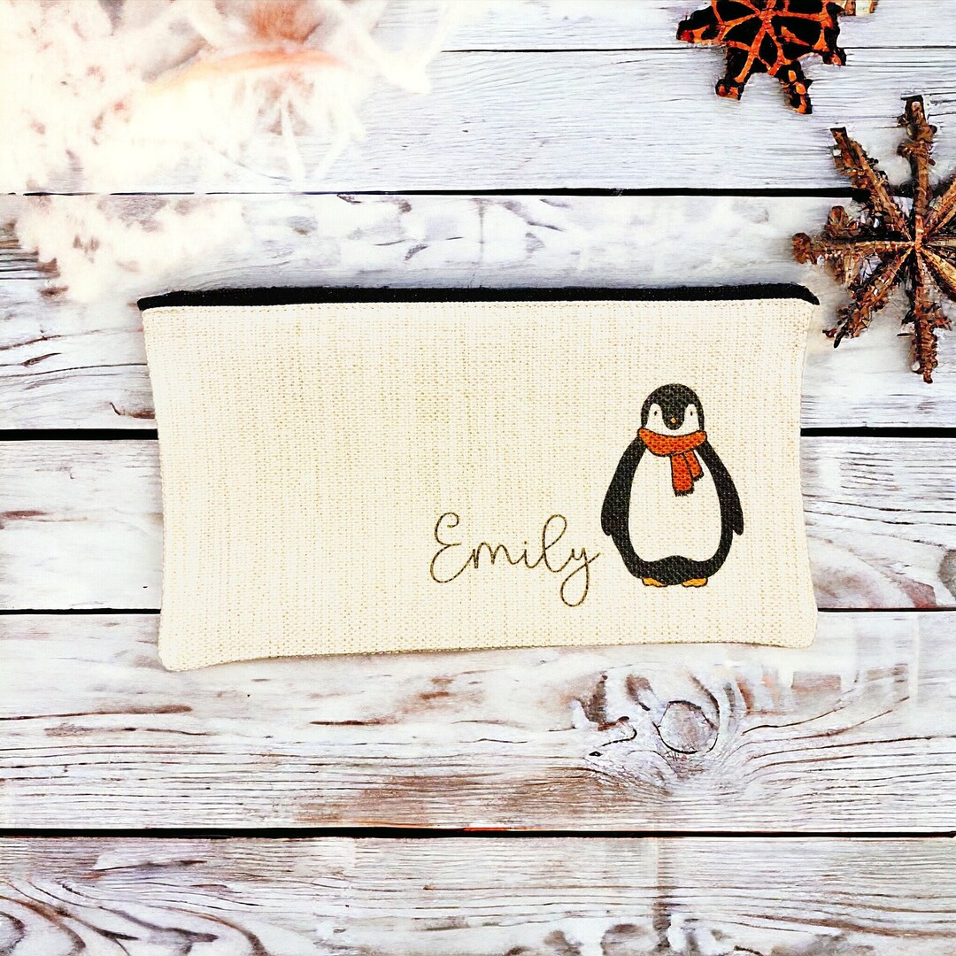 Penguin , Large Pencil Case , Penguin Personalised Name Gift , Make up