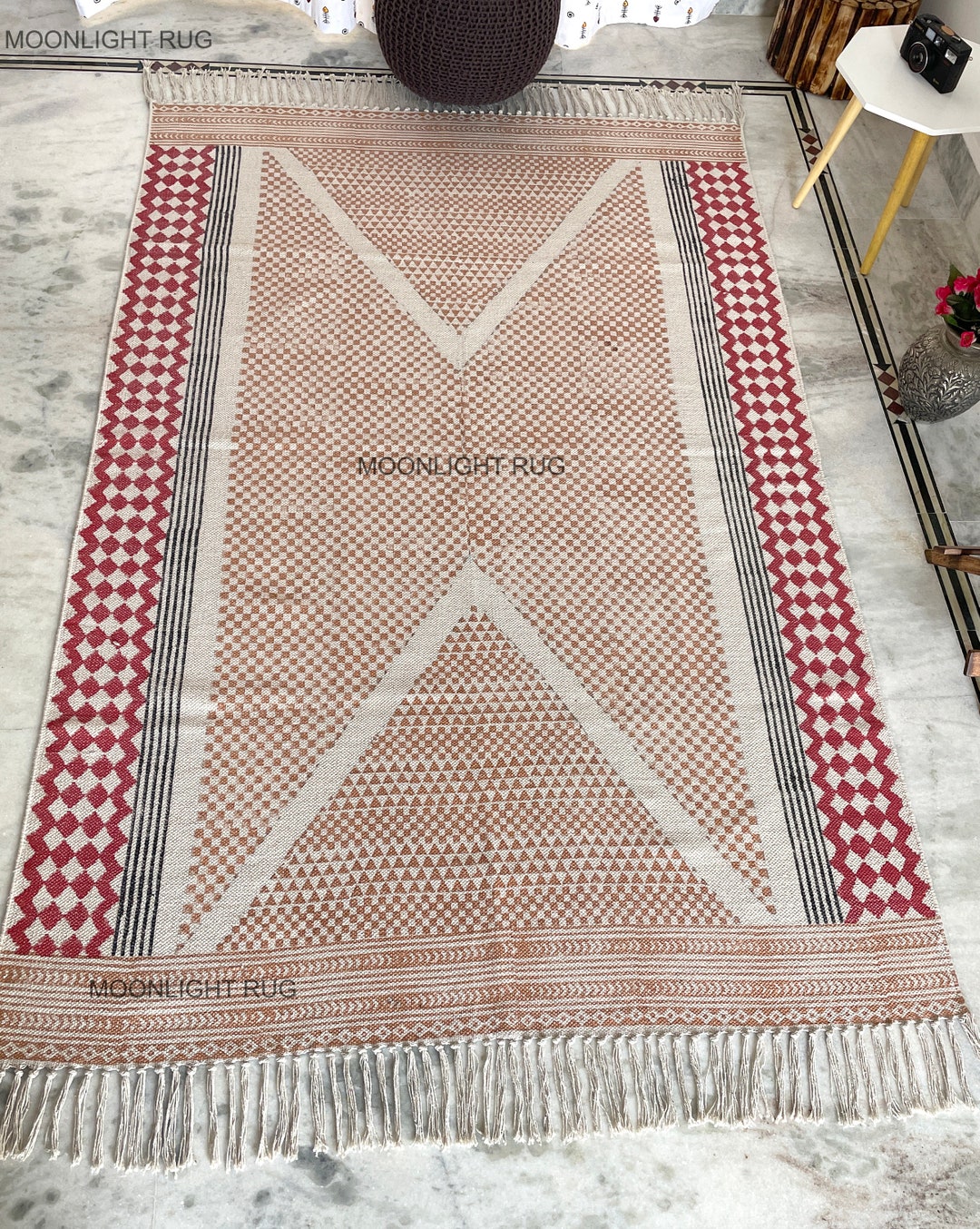 5x12 Feet Indian Dhurrie Hand Block Printed Floor Rug Handmade Rug 5x12-feet-indian-dhurrie-hand-block-printed-floor-rug-handmade-rug