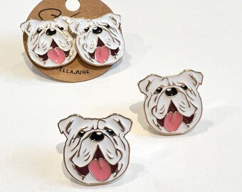 Pendientes Bulldog Stud / UGA / Rojo y Negro / Atenas / Gameday / Tailgate / Temporada de Fútbol / Glory Glory / Epoxi / Uga Gameday