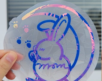 Suncatcher sticker| cozy ma bunny| rainbow sticker| window sticker| bunny sticker| moon sticker| bunny suncatcher| moon suncatcher