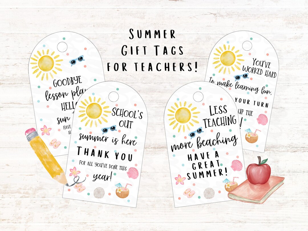 Summer Teacher Gift Tag Bundle | End of School Appreciation (digital ...