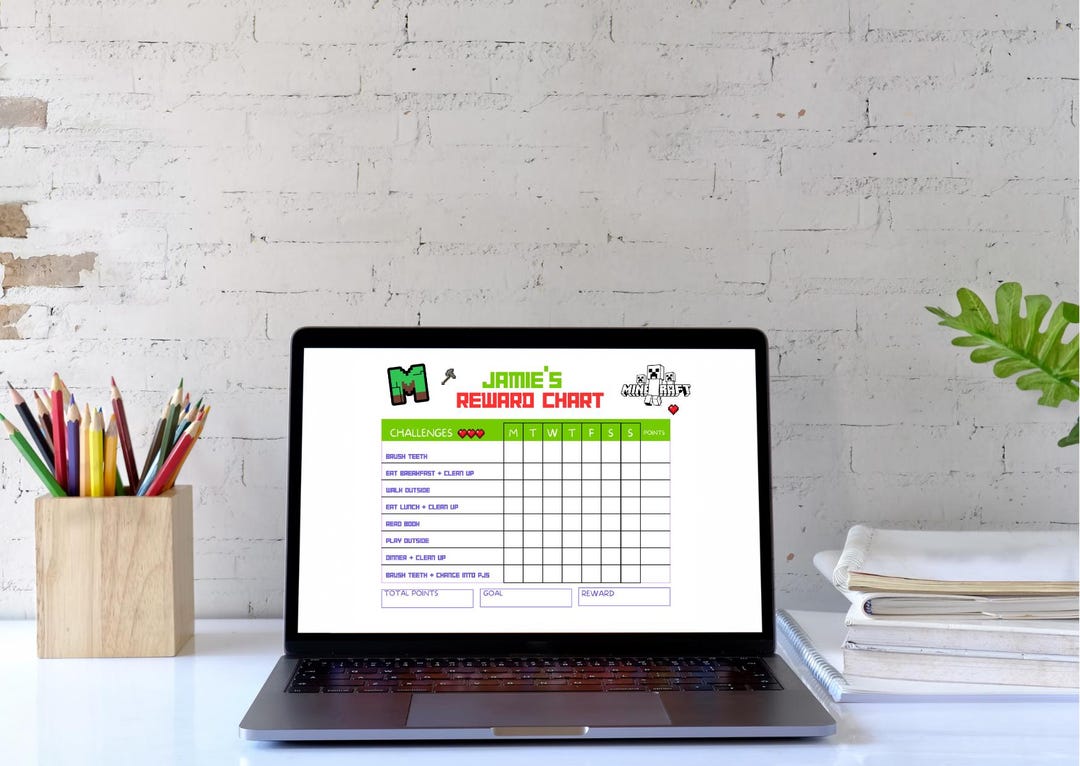Minecraft Reward Chart - Printable Chore Chart - Kids Gaming Reward ...