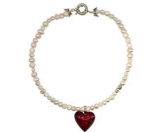 Lulu heart pendant freshwater Pearl Necklace
