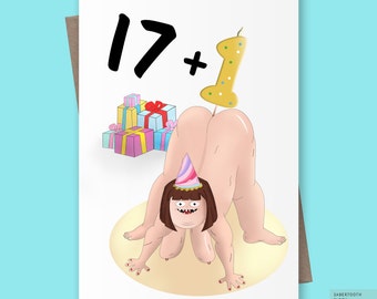 Funny 18th Birthday Card for him or her. Rude 18th Birthday Card. Funny Greetings Card, 18th Birthday Gift for Women