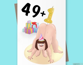 Funny 50th Birthday Card, Rude 50th Birthday Card for Him or Her. Funny Greetings Card, 50th Birthday Gift for Women