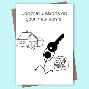 Tarjeta de casa nueva, tarjeta de primera casa, tarjeta de mudanza, tarjeta de mudanza, tarjeta de casa divertida, tarjeta de felicitación por casa nueva, tarjeta de inauguración de la casa