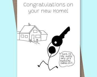 New Home Card, First Home Card, Moving Out Card, Moving House Card, Funny House Card, New Home Congratulations Card, Housewarming Card