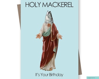 Holy Mackerel Funny Birthday Cards, Funny Birthday Card For Him or Her, Funny Fish Card