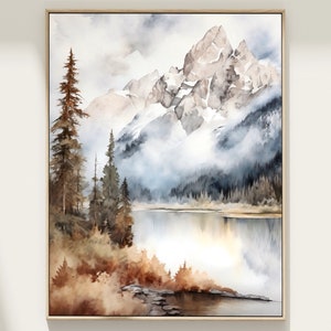Grand Teton National Park Reise Kunstdruck US Berg Aquarell Malerei Wandkunst und Natur Landschaftsstein Dekor Geschenk für Reiseliebhaber